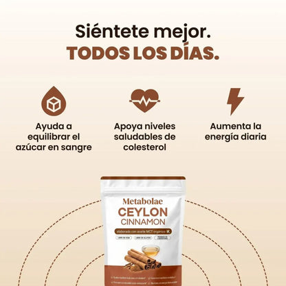 Canela de Ceilán 7200mg con Aceite MCT