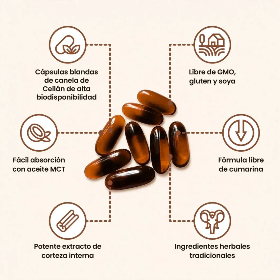 Canela de Ceilán 7200mg con Aceite MCT
