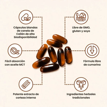 Canela de Ceilán 7200mg con Aceite MCT