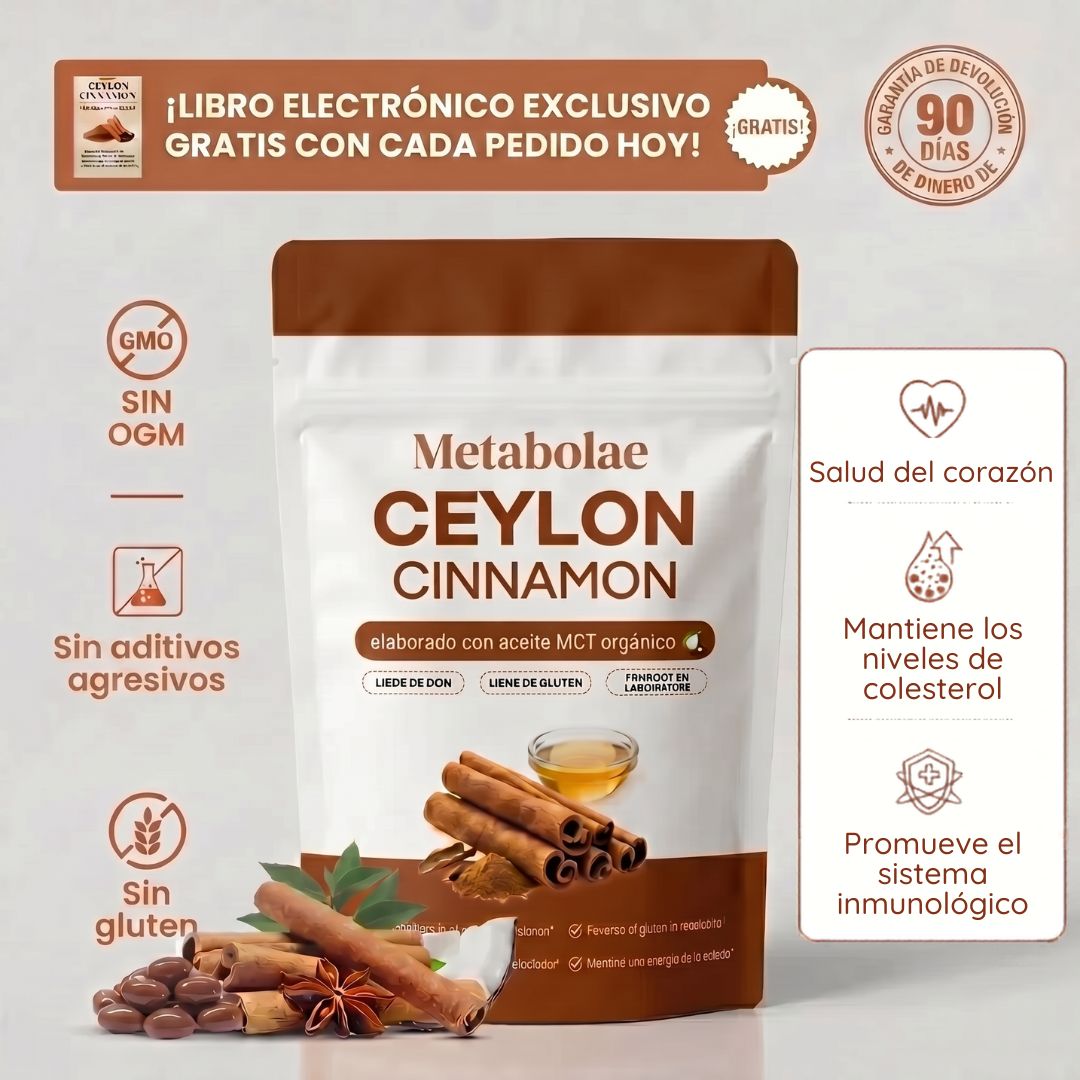 Canela de Ceilán 7200mg con Aceite MCT